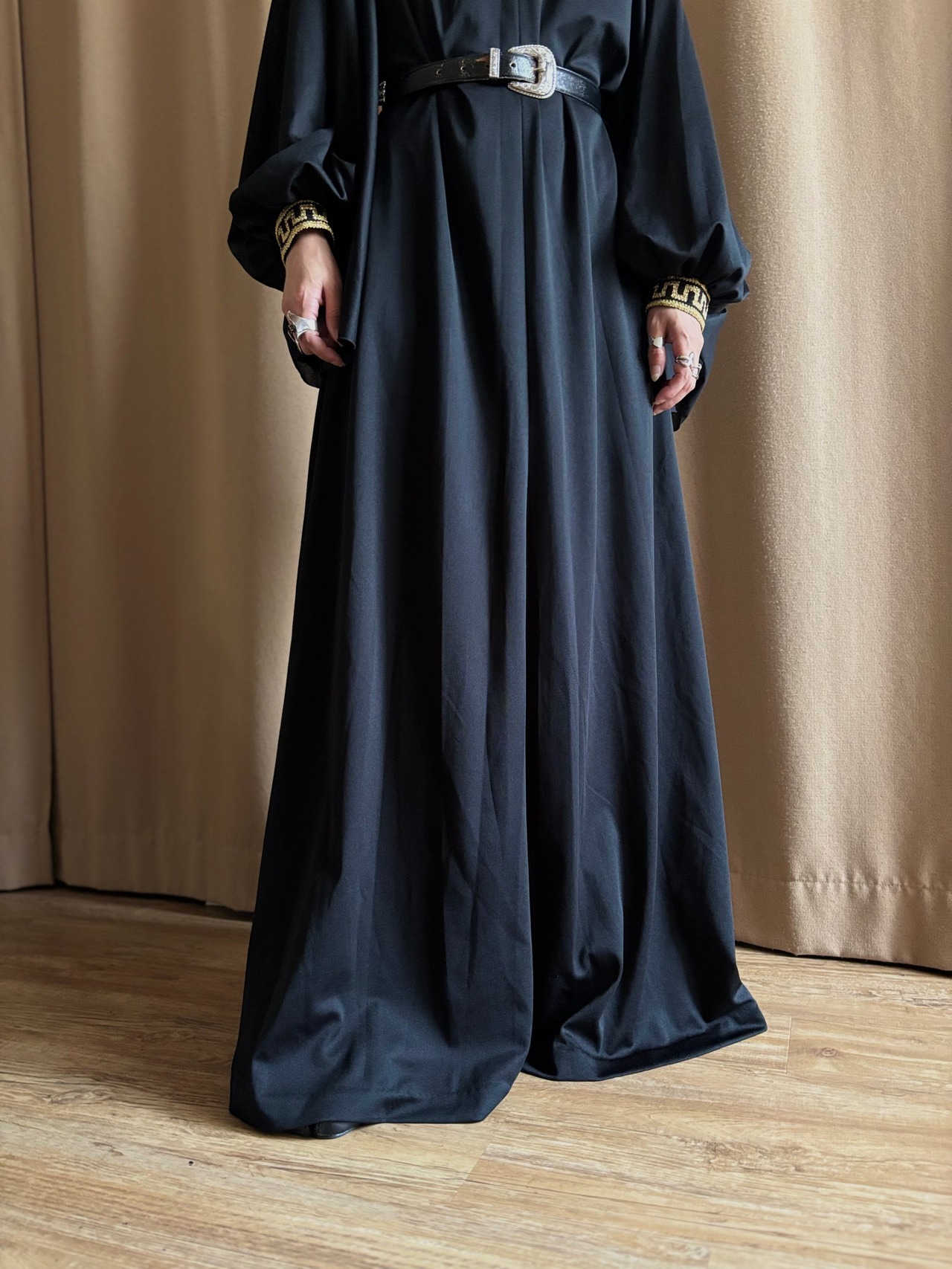 butterfly sleeve black import maxi dress-4852-8