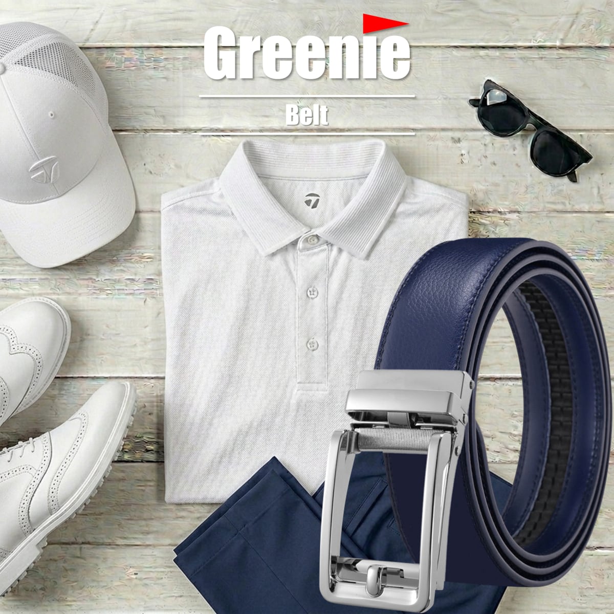 Greenie (グリーニー) ベルト ゴルフ Golf オートロック PUレザー