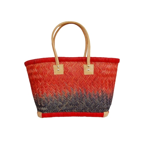 H様専用【かごバッグ】M パニエM / ロングハンドル Red x Bleu /マルシェバッグ