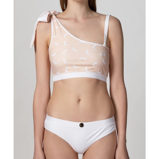 Pia Reversible Bikini Top - White + Cat
