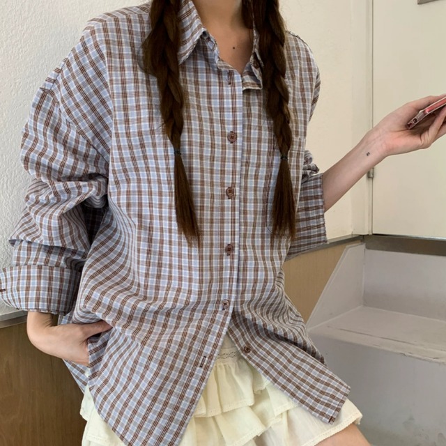 オーバーサイズチェックシャツ　2litr06056