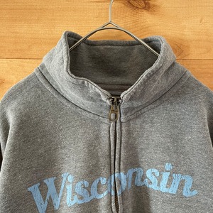 【JANSPORT】カレッジ ウィスコンシン大学 wisconsin ハーフジップ スウェット プルオーバー ロゴ プリントXL ビッグサイズ ジャンスポーツ US古着