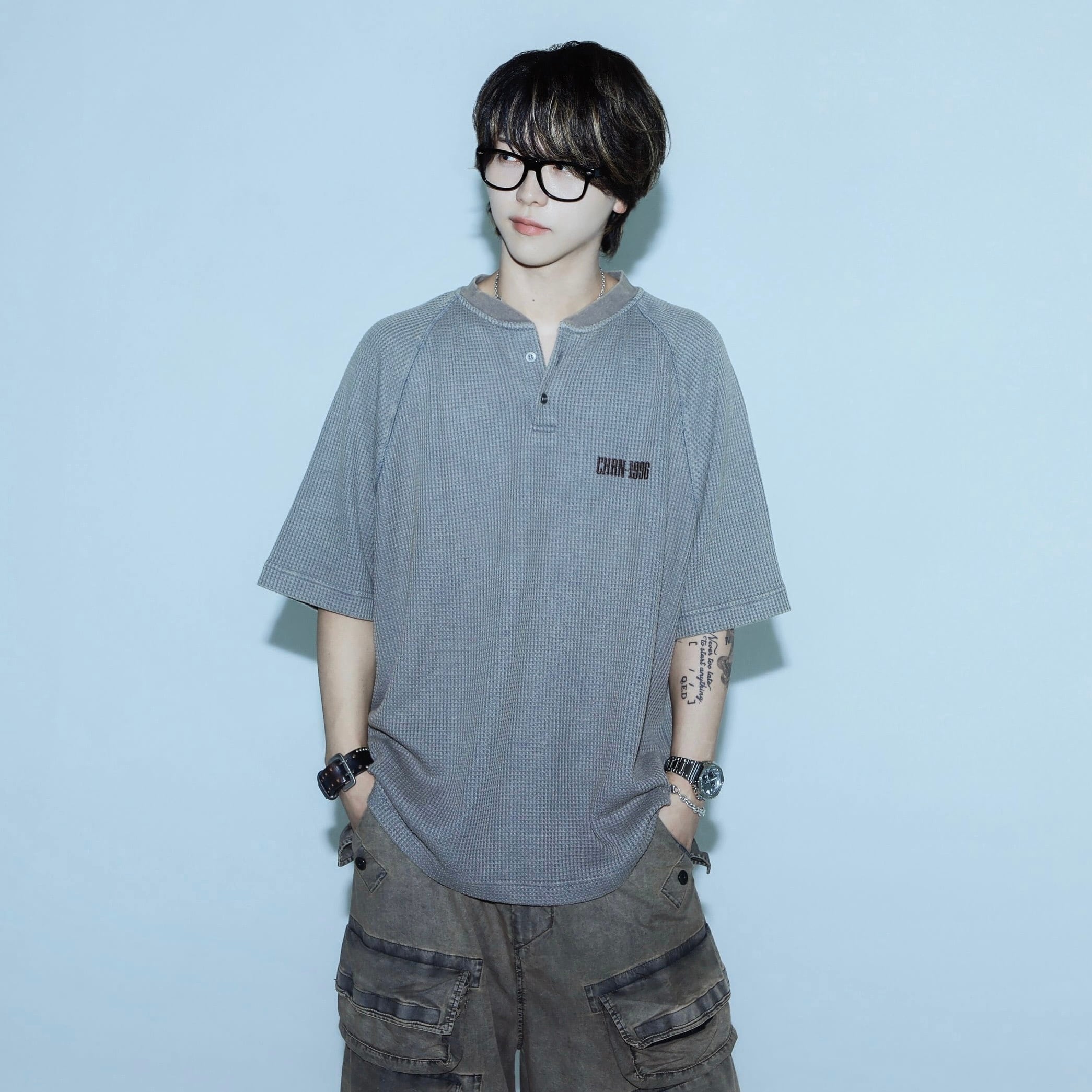 CS cut off henry neck tee グレー ヘンリーネック CS】cut off henley neck tee – PRESSING WEB SHOP