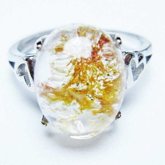 ガーデンクォーツ 指輪 ガーデン水晶 リング フリーサイズ 16号 一点物 メール便可 [M便 1/20] 115-6865