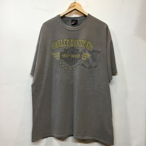 Harley-Davidson ハーレーダビッドソン 半袖Tシャツ 黒T ポケT バイク 両面プリント ハーレーT バイクT バイカーT 古着 gr-199