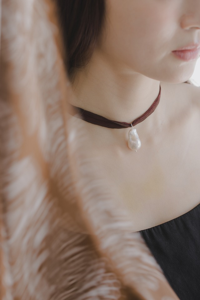 baroque pearl silk ribbon choker