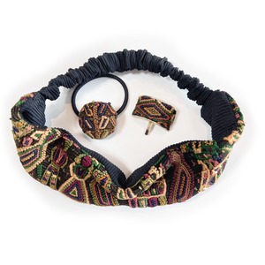 グアテマラ手織り hairband setーblack×brown