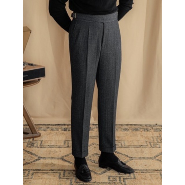 ウールブレンドヘリンボーンパンツ 2color PA0202