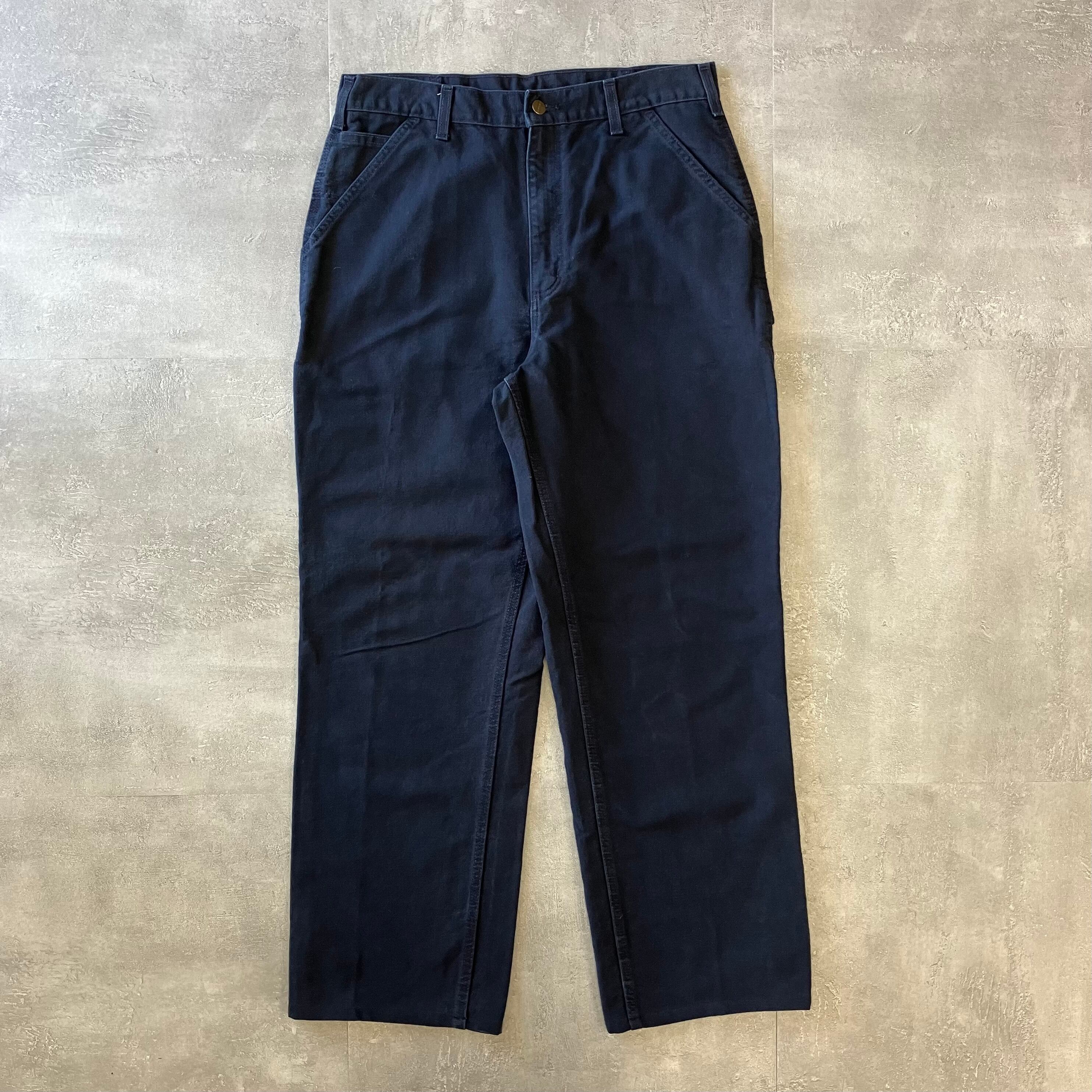 《実寸w32l30》Carhartt ダック生地 ペインターパンツ ネイビー No.1487