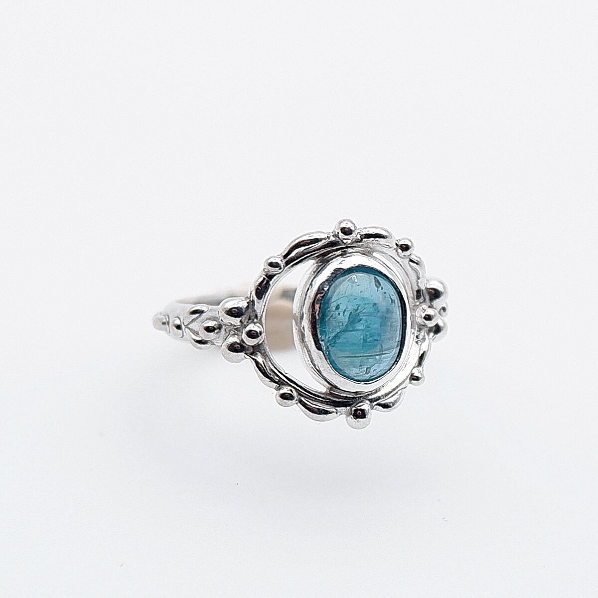 シーグリーンカイヤナイトのデザインリング 12.5号 ～深き森の泉