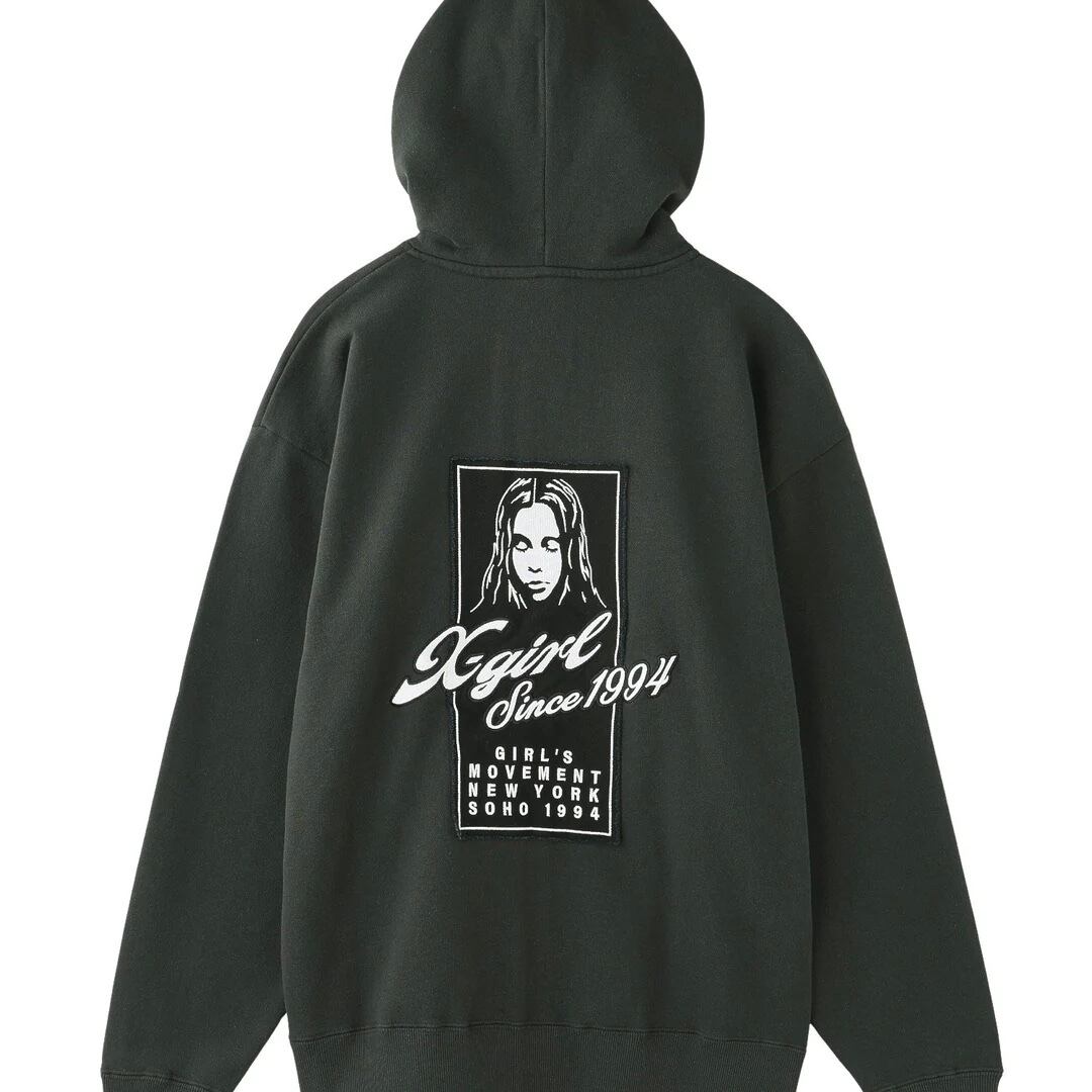 【X-girl】FACE BOX PATCH ZIP UP SWEAT HOODIE【エックスガール】