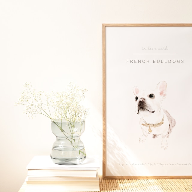 『mofter』ふんわり水彩イラストポスター French Bulldog フレンチブルドッグ