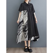 アシンメトリー 結びモチーフ シャツワンピース  30092