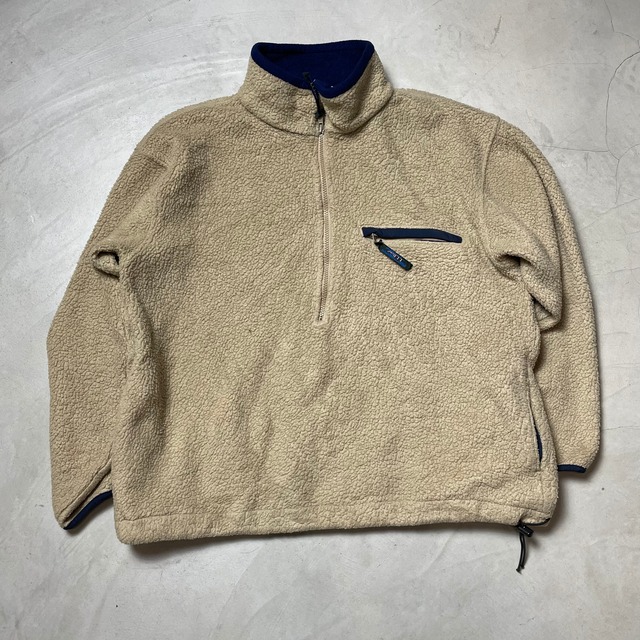 L.L.Bean ハーフジップ フリース レディースM相当 古着 ベージュ【フリースジャケット】
