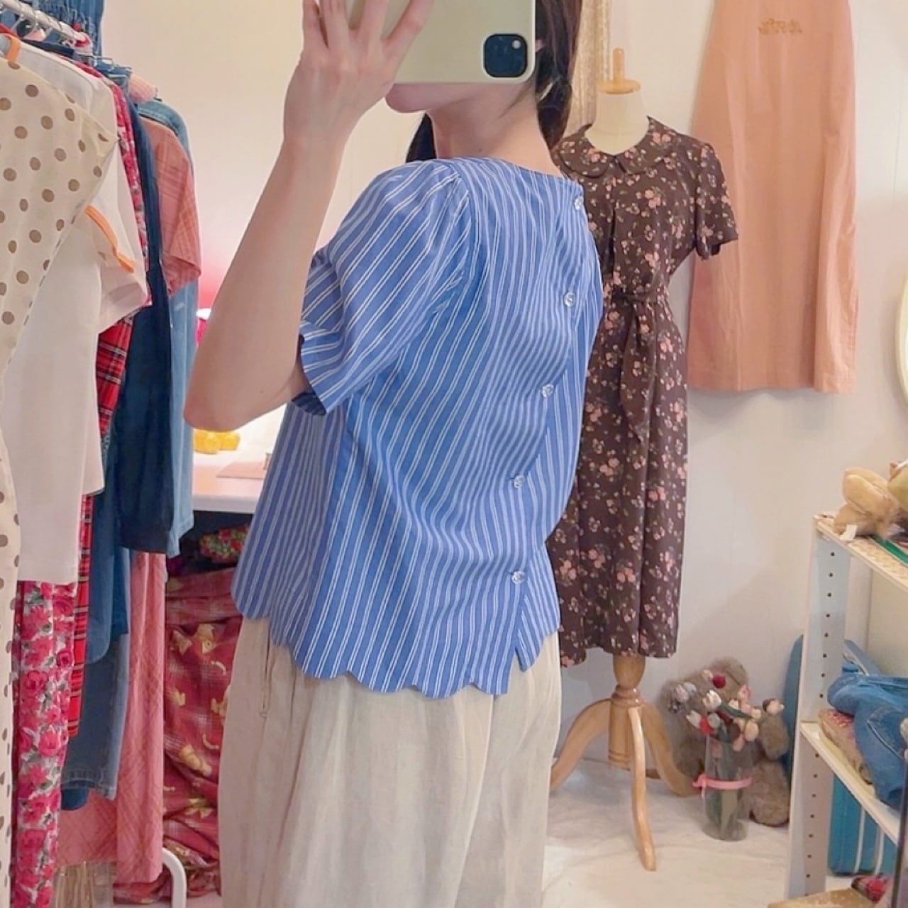 dolphin blue stripe blouse