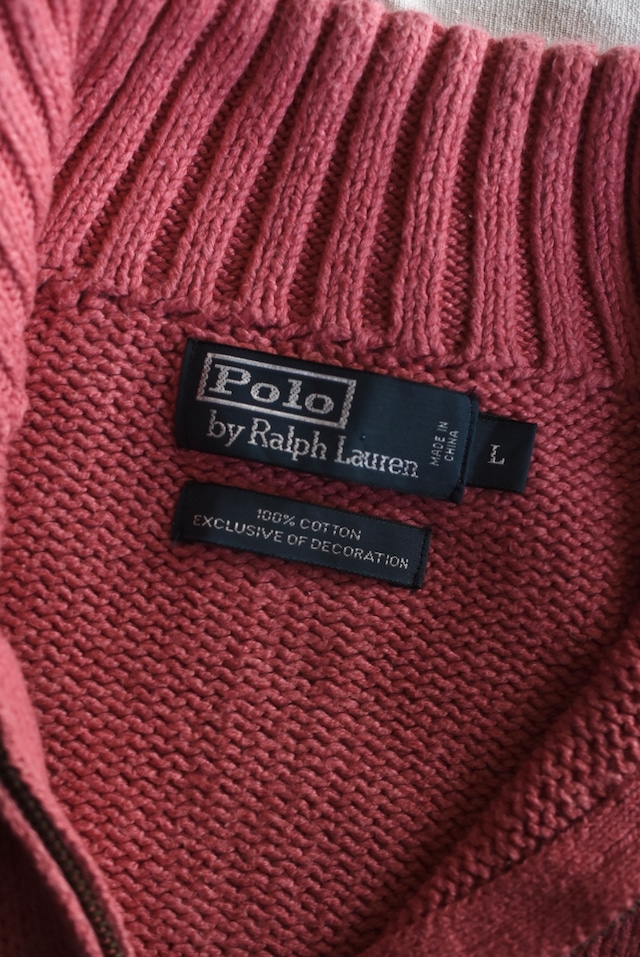 OK/90's "polo by Ralph Lauren" harf zip cotton knit
