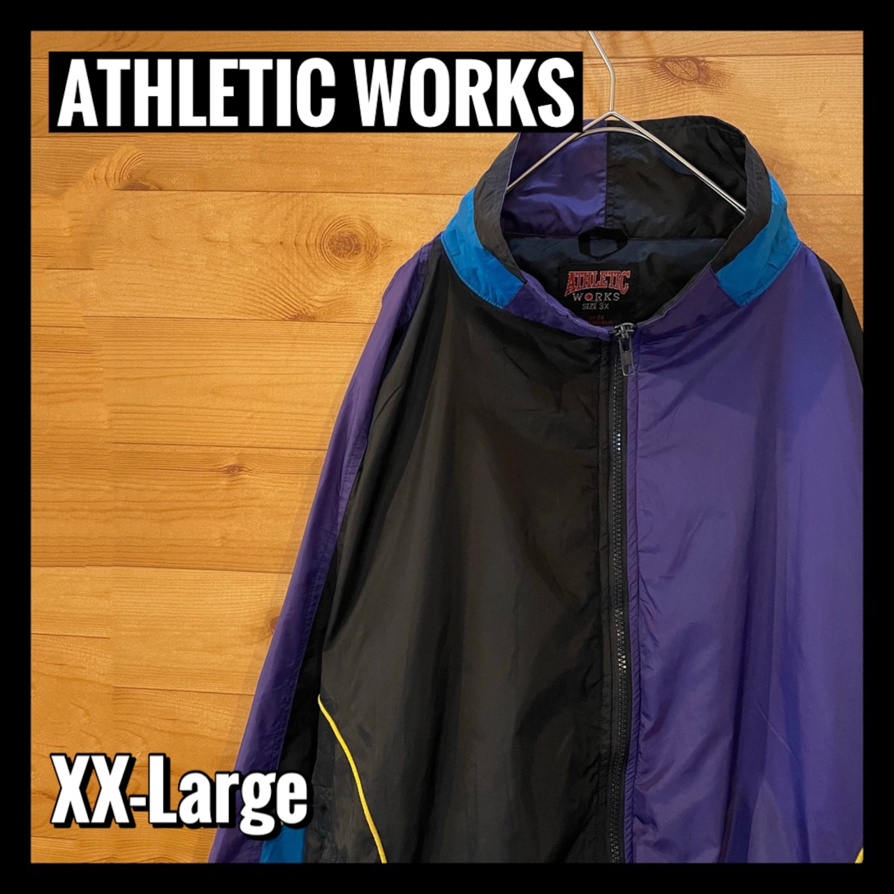 【ATHLETIC WORKS】ナイロンジャケット クレイジーパターン レトロ デザイン 3X ワイドサイズ アメリカ古着
