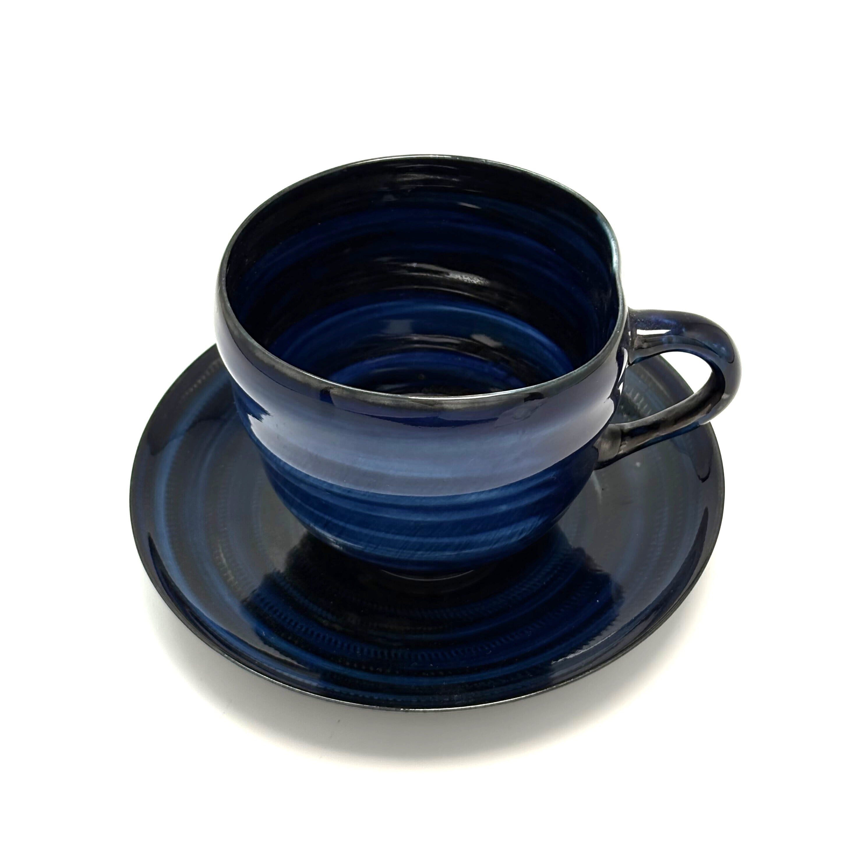 波佐見焼:天目釉コーヒーカップ&ソーサーセット