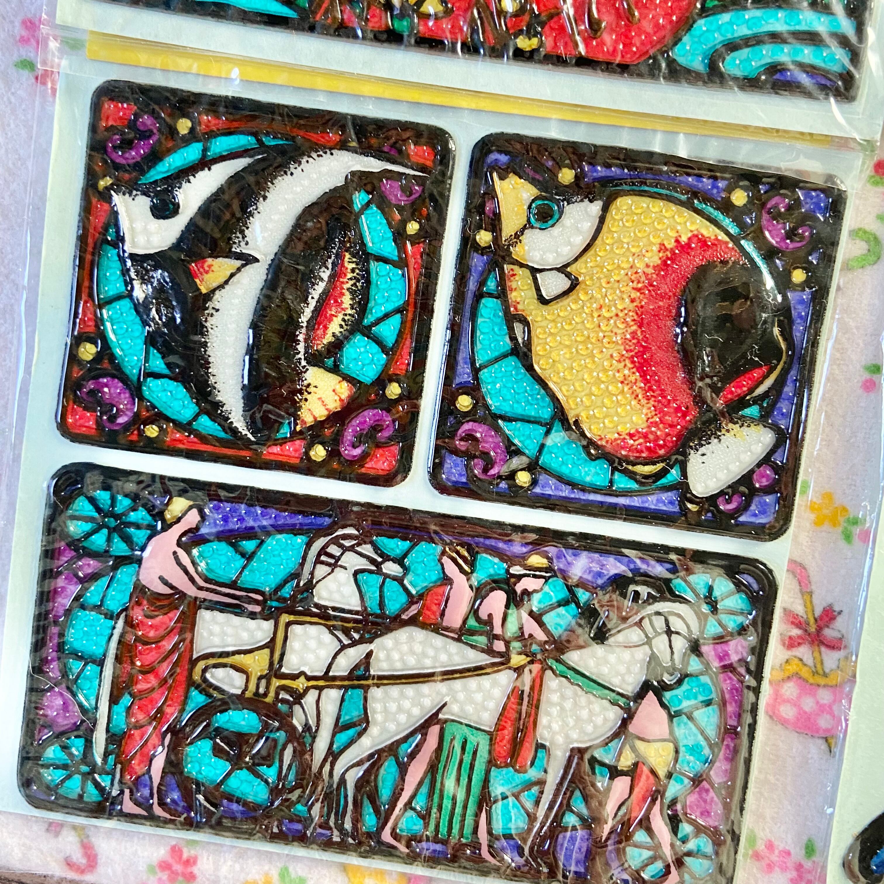 昭和レトロ☆懐かしステンドグラス風☆シール☆デッドストック