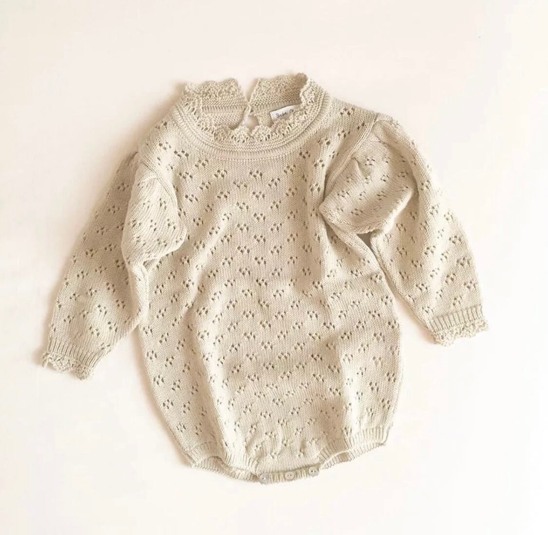 ヴィンテージライクニットロンパース、ワンピース》》》》》》》》ベビー 海外子供服 ニット ロンパース キッズファッション 韓国 プチプラ ナチュラル ワンピース キッズ