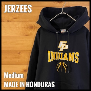 【JERZEES】カレッジ風 スウェット パーカー フーディ INDIANS ロゴ プリント M US古着