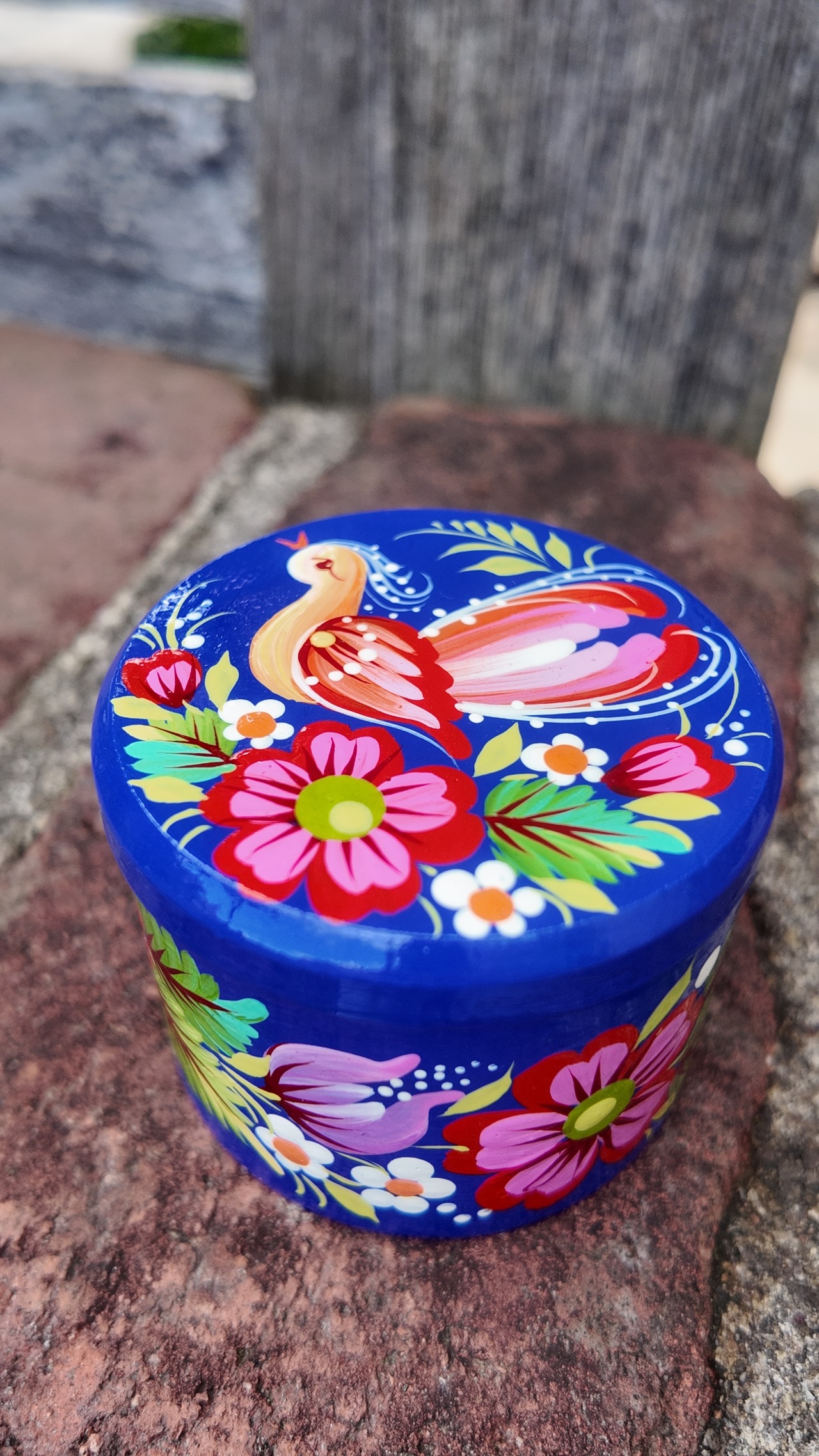 ペトリキウカ塗り　木製小物入れ・ジュエリーボックス（ティモシェンコ作）ウクライナ製 - 1