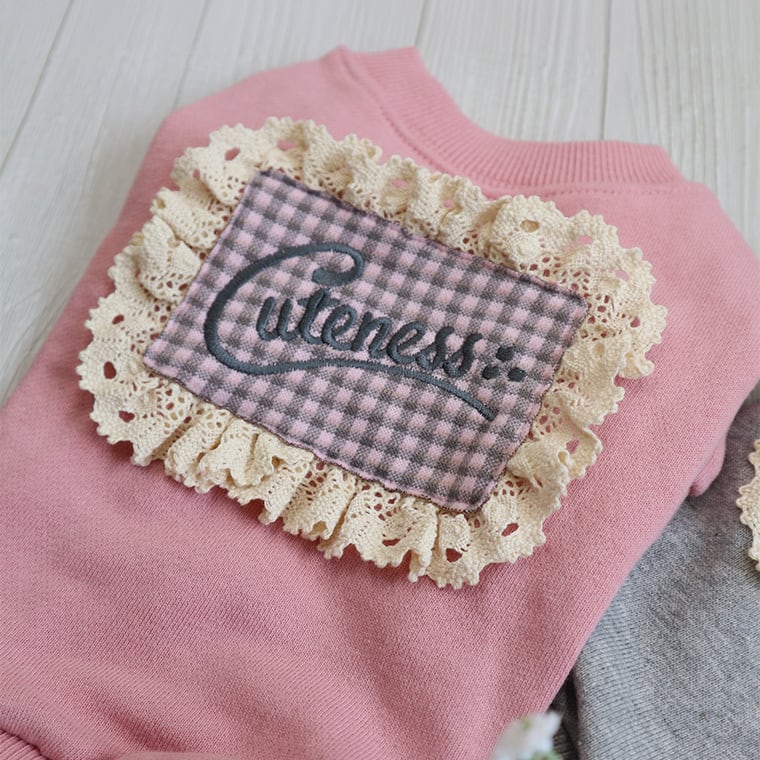 cutie sweatshirt XS ~ 2XL 2color  /  犬服 秋冬 トレーナー Tシャツ 韓国ワンコ服 無地 シンプル お揃い トップス 可愛い 犬の服 小型犬 中型犬