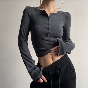 ヘンリーネックボタントップス　LT0020011