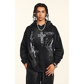 VINTAGE ストリート 裏起毛 クロスプリント パーカー T1861