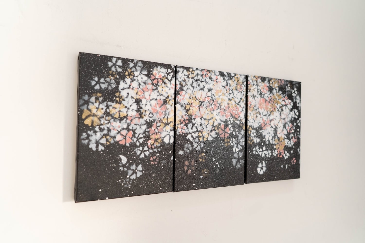 Sakura / 夜桜をテーマにした現代アート作品 3連キャンバス 絵画販売