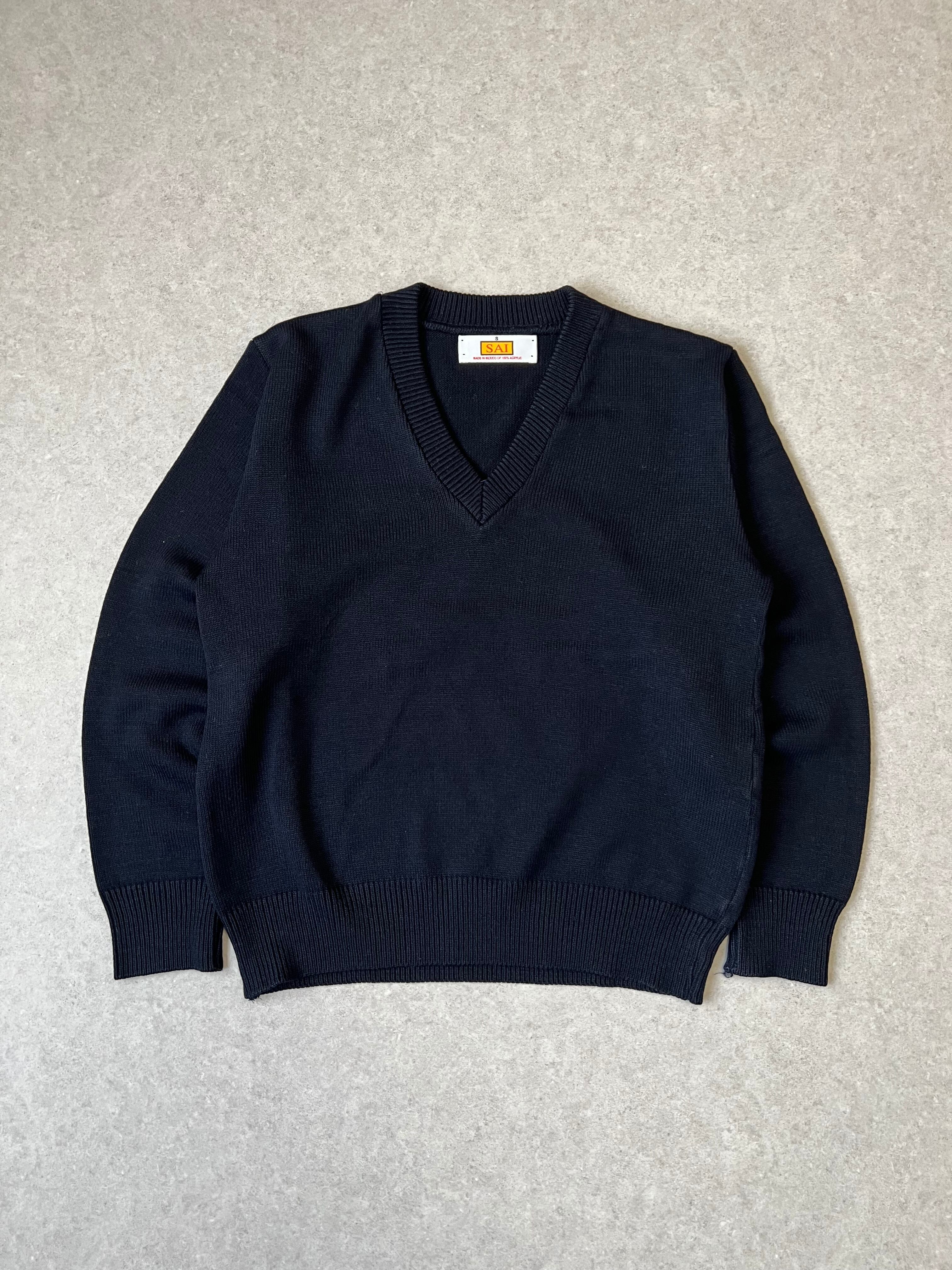 90～00s OLD STUSSY/Line Knit/紺タグ/S80/L/ラインニット/セーター