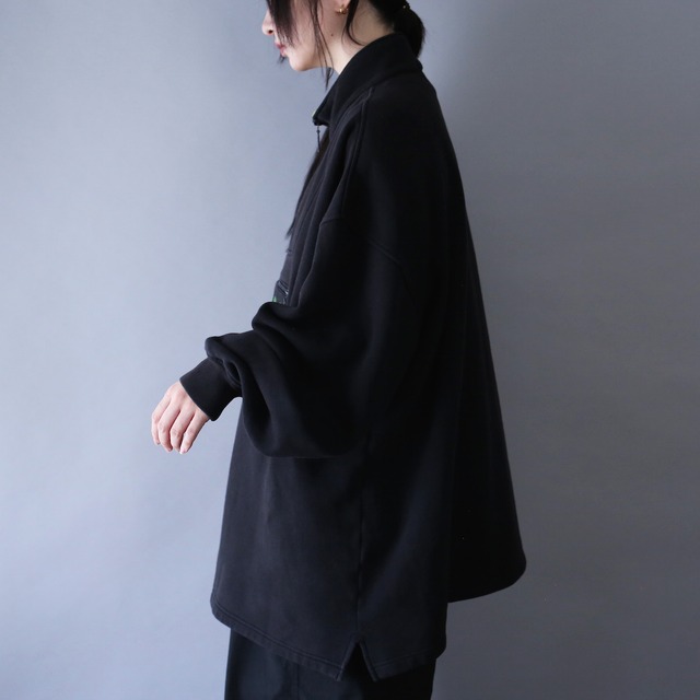 "刺繍" good coloring design over silhouette half-zip pullover