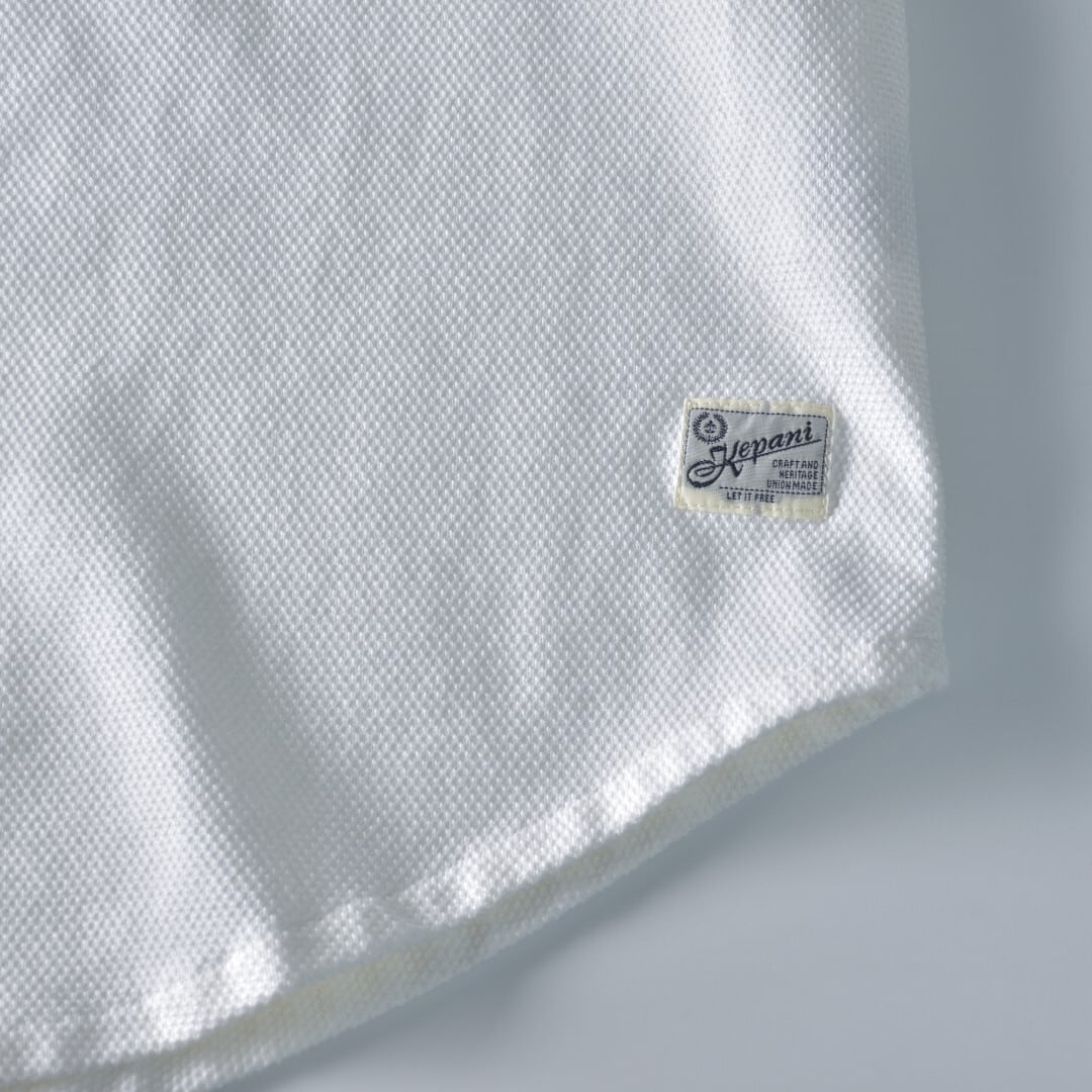 Kepani ケパニ ラフィーヘビーウエイトピケ ラウンドカラーポロ・ホワイト【送料無料】