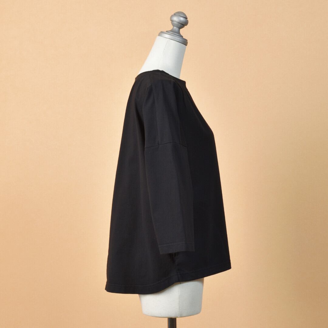 快晴堂 カイセイドウ Girl's 肩ギャザー7分袖Tシャツ・ブラック 毎シーズン、リピートをされる方が多いTシャツです