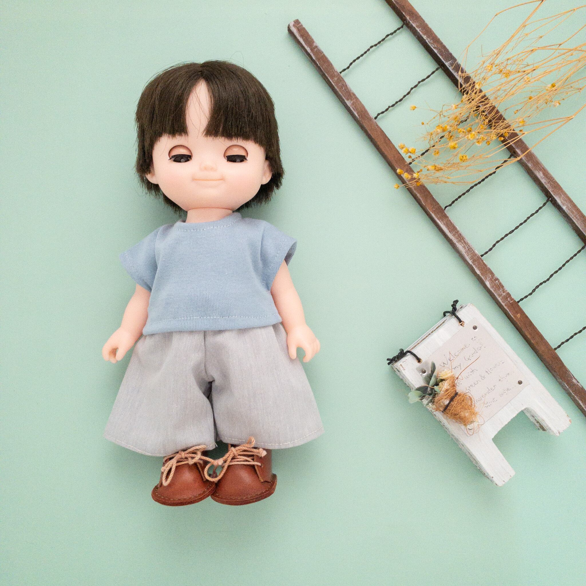3点セット】パーカーコーデズボン服（紺パーカーグレーズボン）メル