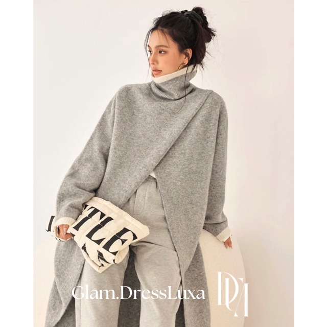 アクセントカラー ハイネック ロングセーター/2color_T43