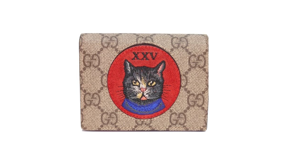 GUCCI グッチ 二つ折り 財布 ミスティックキャット GGスプリーム