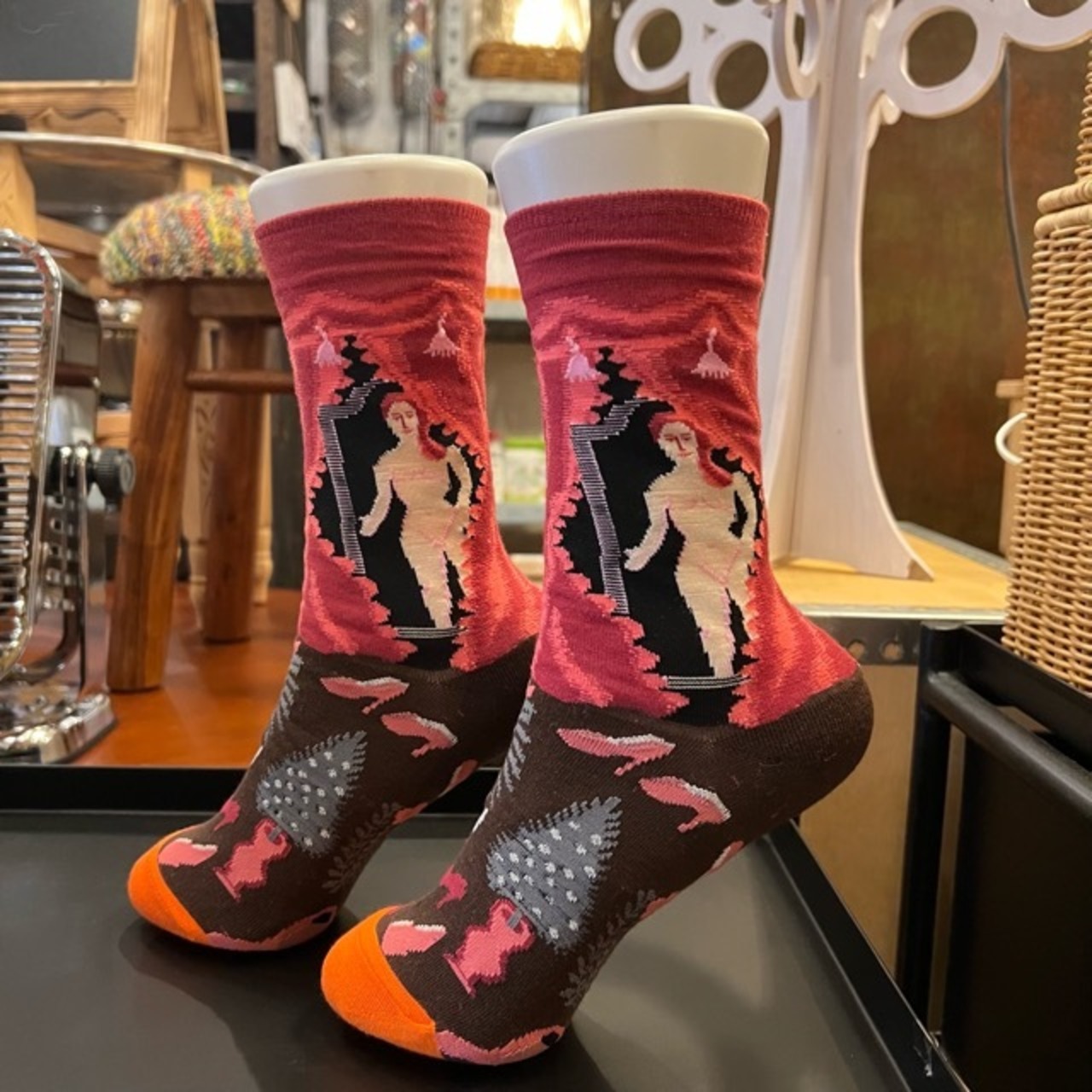 TOPANGA Socks  Lady's Art Socks　Pink Hair　アートソックス　ピンクヘアー　ピンク　ブラウン　レディースソックス　靴下