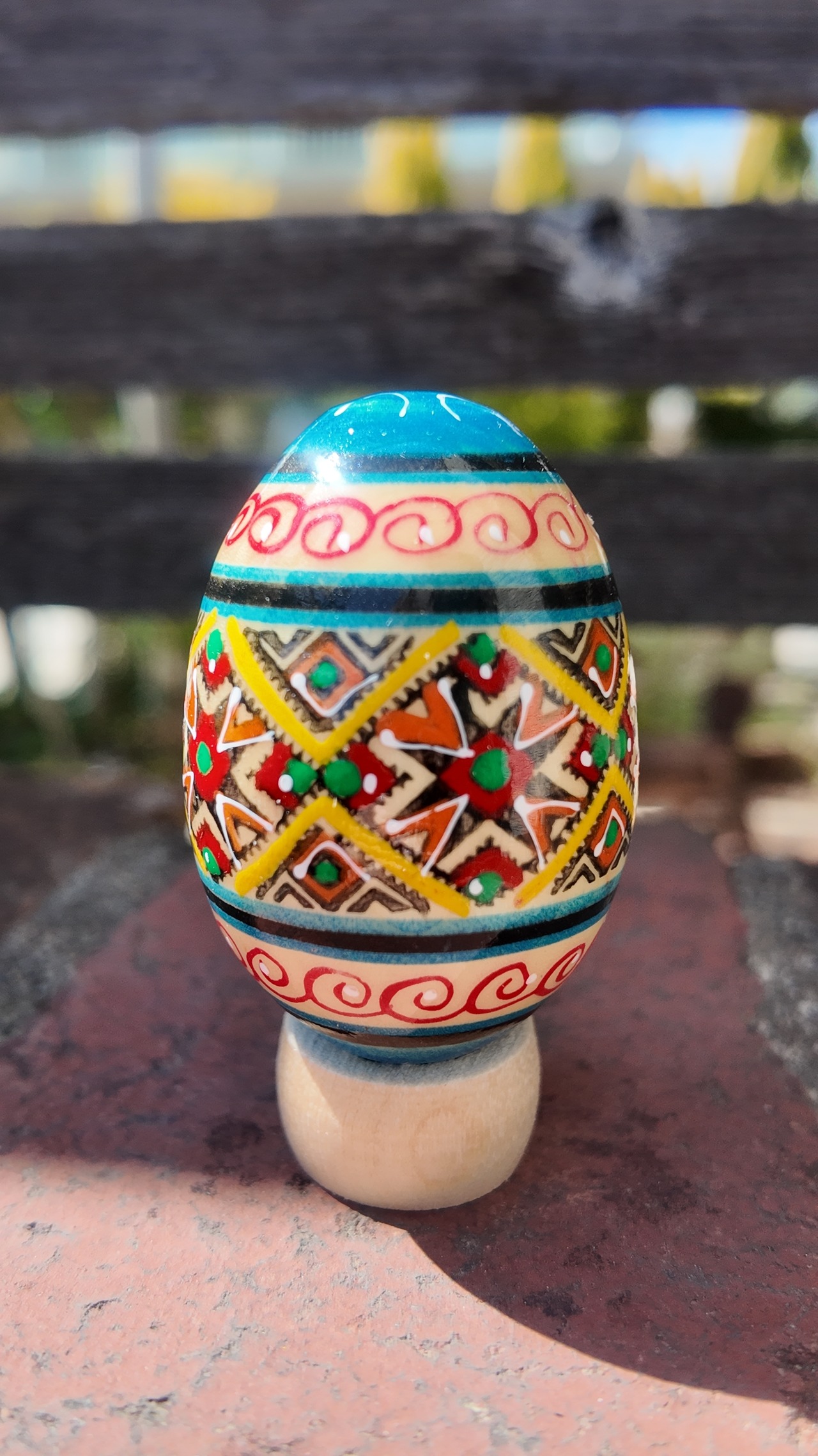 装飾用木製プィサンカ（イースターエッグ）with stand　コロミヤモデル - 1