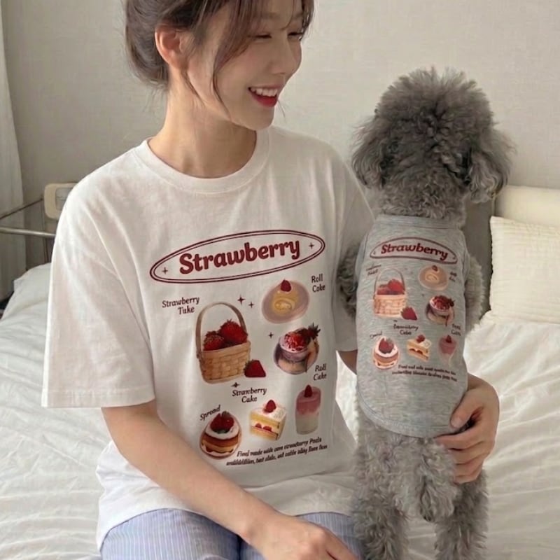 【愛犬とペアルック】スイーツプリントトップスセット 01189