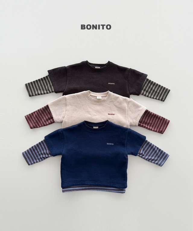 【Jr.size】double-sided  fleece short-sleeve layered tee【BONITO】※12月中旬発送予定