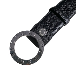 BVLGARI black leather belt “BVLGARI BVLGARI”