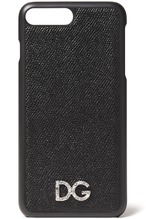 DOLCE & GABBANA　クリスタル付きテクスチャードレザー iPhone 7 Plus ケース　ブラック