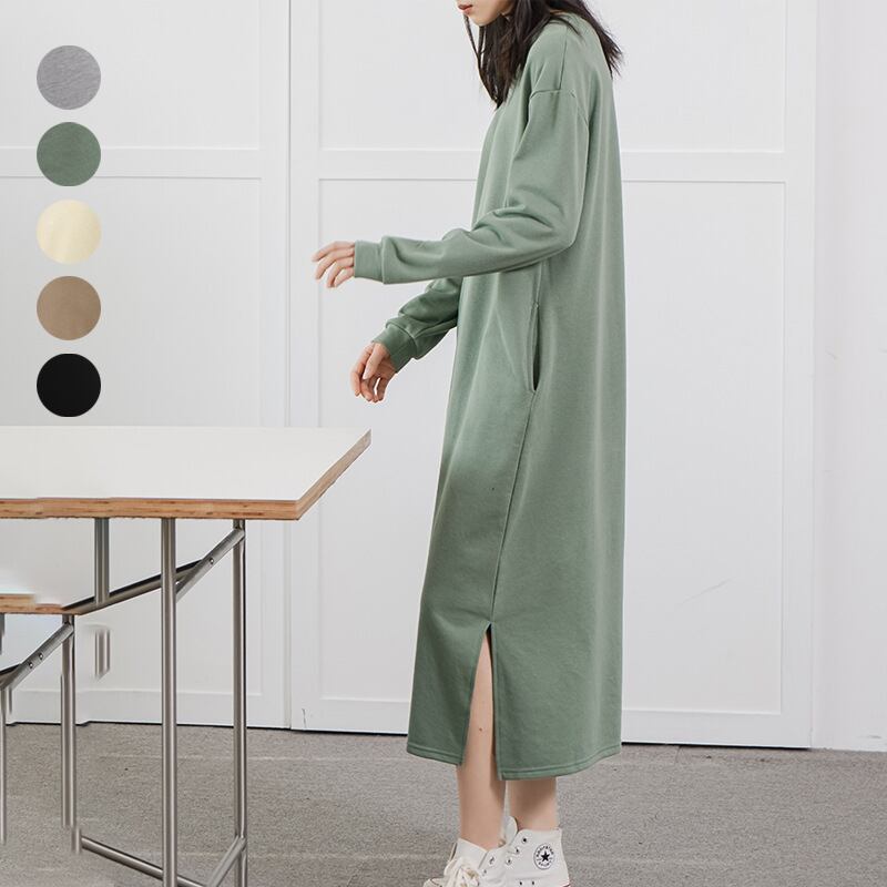 2022年春新作 ワンピース Vネック 人気ワンピース 長袖ワンピ レディース カジュアル 5色