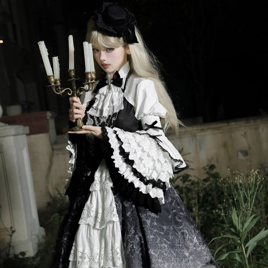 サブカル 服 地雷系 通販 長袖シャツ フレアスリーブ ワンピース