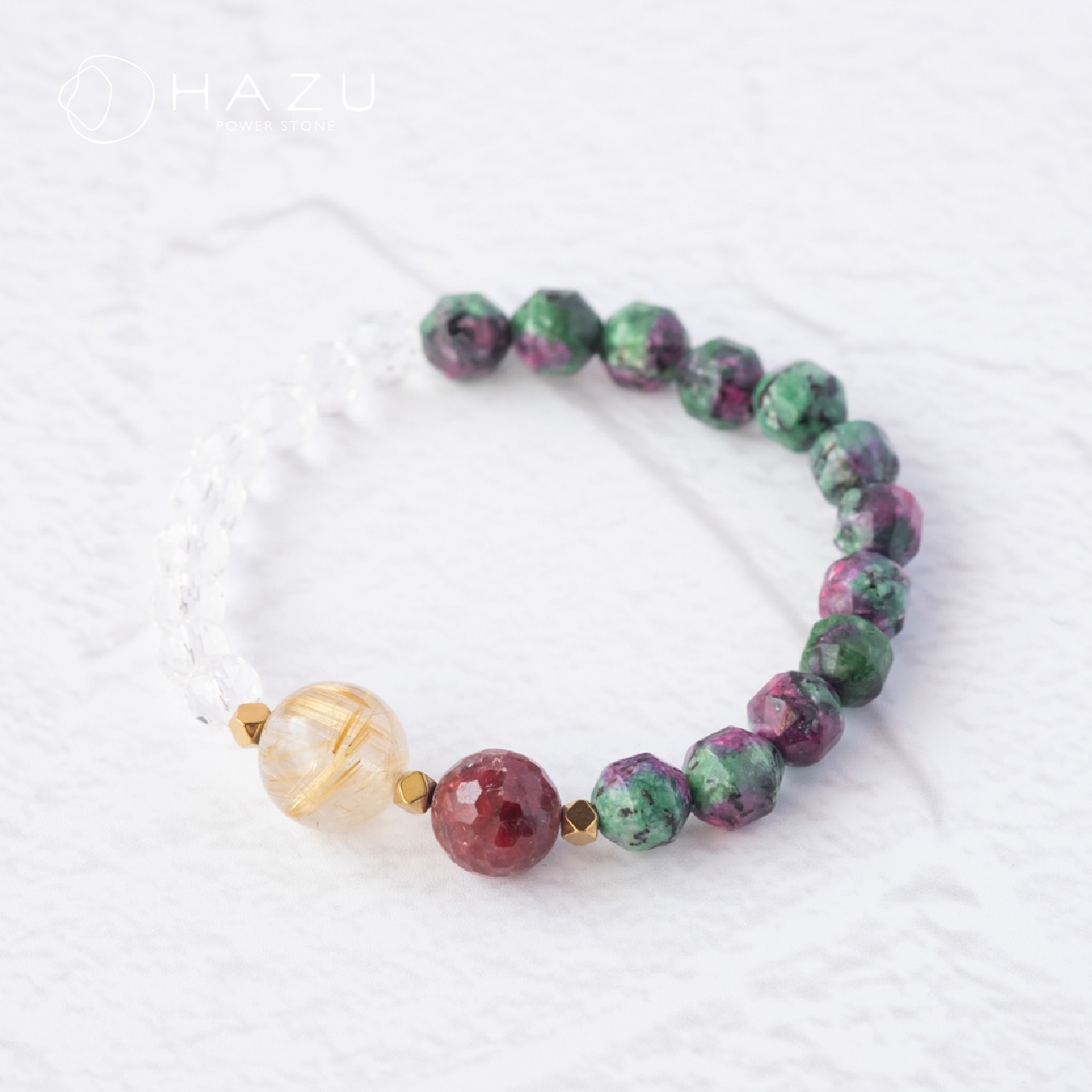 夢で見た神秘の森［ルビーインゾイサイト／ルビー／ルチル／水晶］