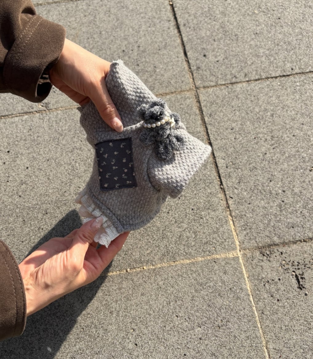 SM/即納【COZY N】Toy Crop Knit Gray