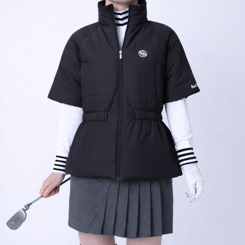 バックレタリング ハーフスリーブ パディングジャケット