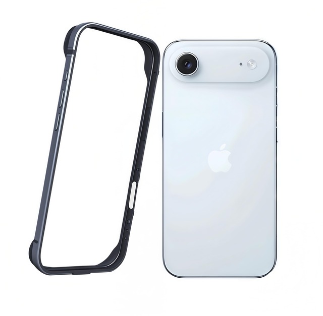 Smorniy iPhone17 Air 用 アルミバンパーケース アルミ+シリコン 二重構造 レンズ保護 ストラップホール付き 軽量 耐衝撃 一体感 アイフォン 17air 用 アルミバンパー 超薄軽量 放熱設計 (ブルー, iphone 17Air)