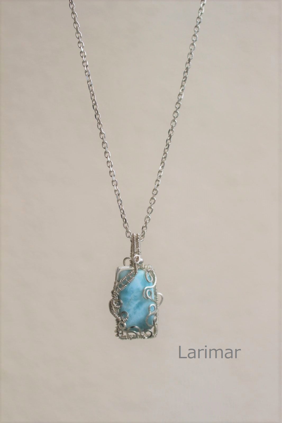 Larimar silver925 wirewrapping pendant